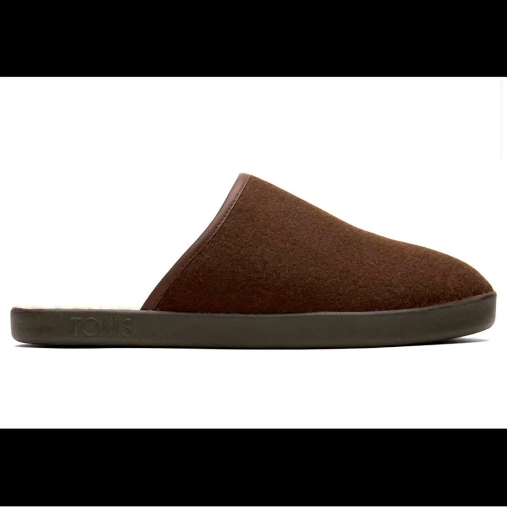 TOMS Harbor Chocolate Brown REPREVE Two Tone Felt Slipper - NWT - Size 12